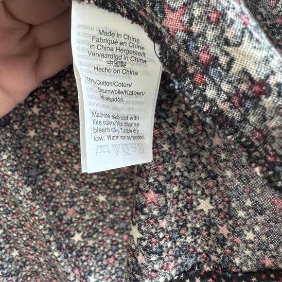 Madewell Top Womens Small Star Print Peplum Ruffle Hem Button Blouse - Picture 3 of 8